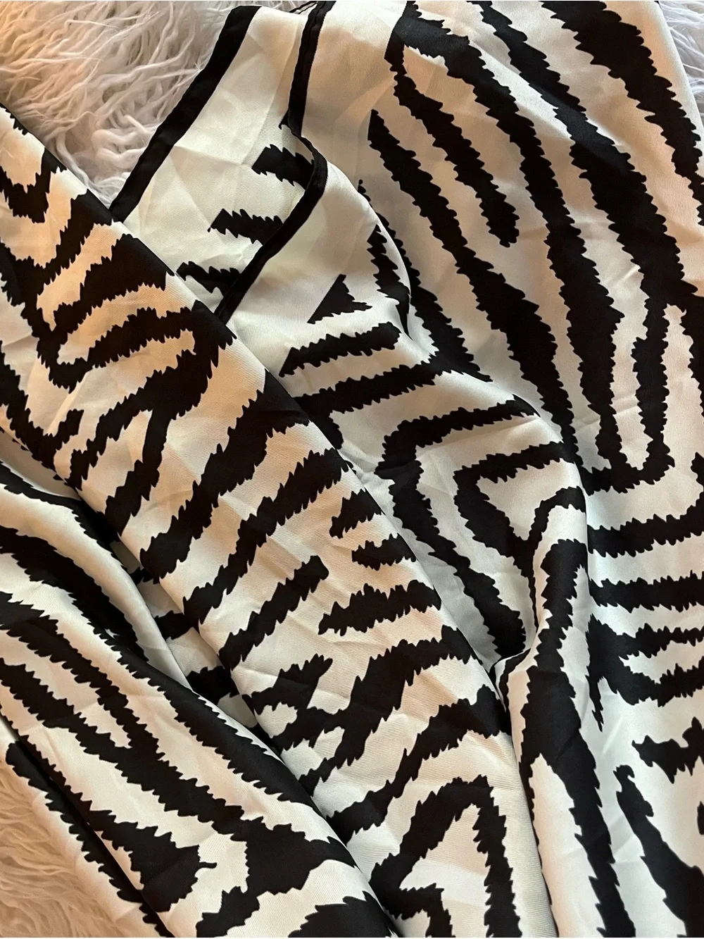 Black & White Zebra Print satin luxury scarf